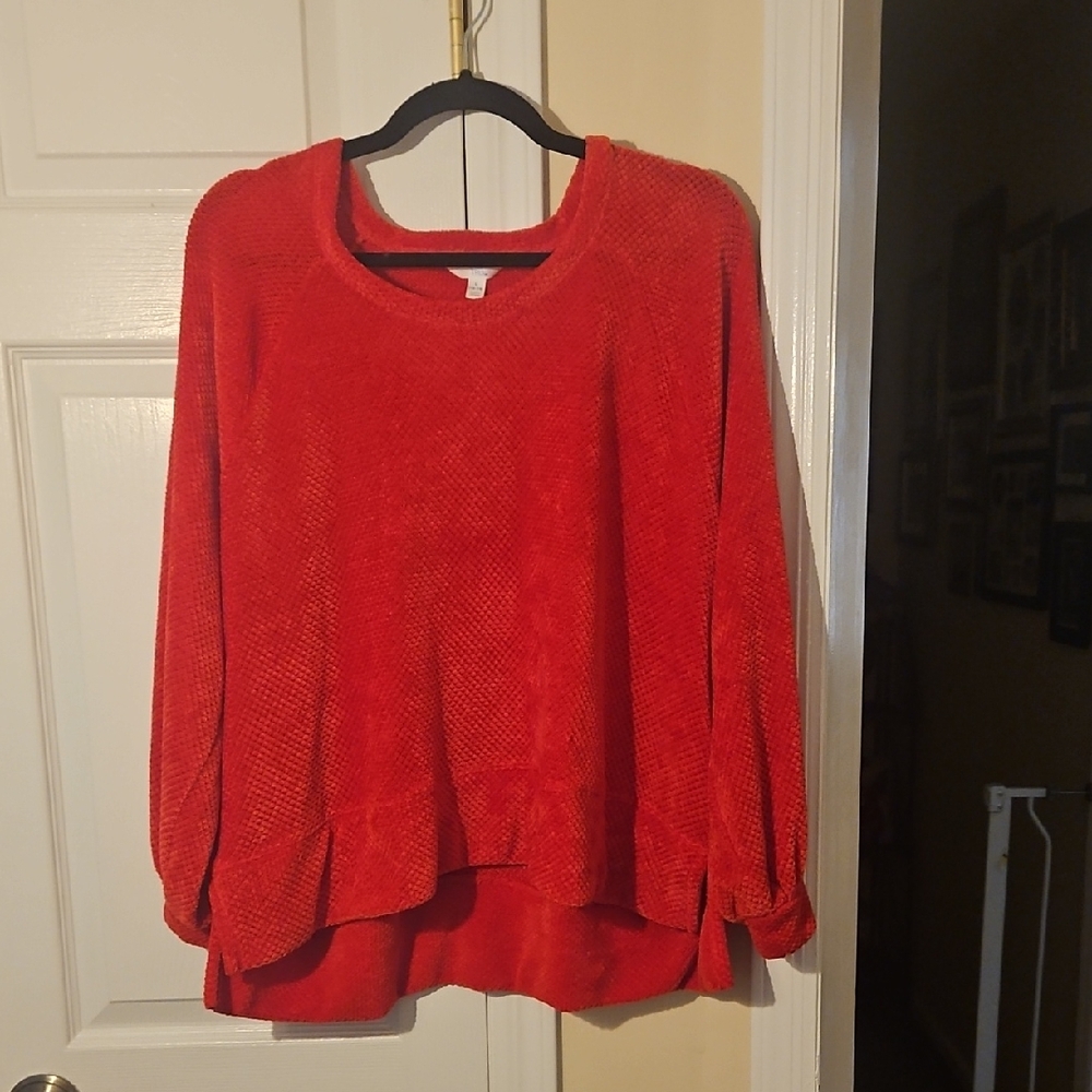 Time and Tru Vibrant Red Knit Top